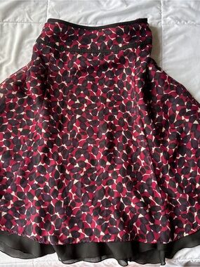 Cato Berry and Black Circle-Print Skater Skirt